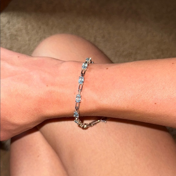 Jewelry - Dazzling Silver Bracelet with Blue gemstones (marked 925)